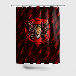 Шторка для душа Тигр в маске самурая, цвет: 3D-принт