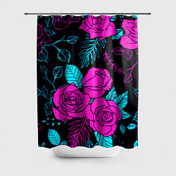 Шторка для душа Авангардный паттерн из роз Лето, цвет: 3D-принт