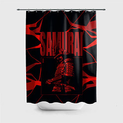 Шторка для душа Красный самурай с красными разводами, цвет: 3D-принт