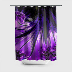 Шторка для душа Неоновый фрактал черный с фиолетовым Абстракция, цвет: 3D-принт