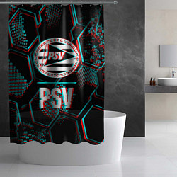 Шторка для душа PSV FC в стиле Glitch на темном фоне, цвет: 3D-принт — фото 2