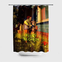 Шторка для душа Hello Neighbor Привет сосед Сосед поливает, цвет: 3D-принт
