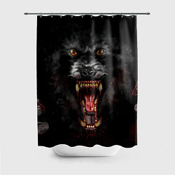 Шторка для душа Злой волк с открытой пастью, цвет: 3D-принт