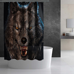 Шторка для душа Морда злого волка, цвет: 3D-принт — фото 2