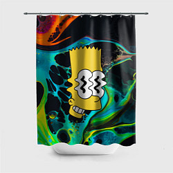 Шторка для душа Голова Барта Симпсона - глитч, цвет: 3D-принт