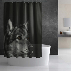 Шторка для душа Спокойный серый волк, цвет: 3D-принт — фото 2