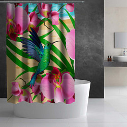 Шторка для душа Колибри и орхидеи, цвет: 3D-принт — фото 2