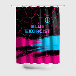 Шторка для душа Blue Exorcist - neon gradient: символ сверху, цвет: 3D-принт