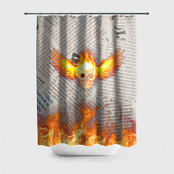 Шторка для душа Горящая газета, цвет: 3D-принт