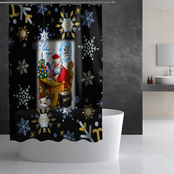Шторка для душа Новый год дед мороз отвечает на письма, цвет: 3D-принт — фото 2