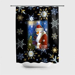 Шторка для душа Новый год дед мороз и птичка, цвет: 3D-принт