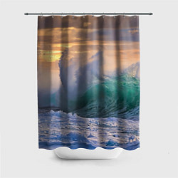 Шторка для душа Штормовая волна, накатывающая на берег, цвет: 3D-принт