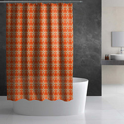 Шторка для душа Цветочки на оранжевом фоне, цвет: 3D-принт — фото 2