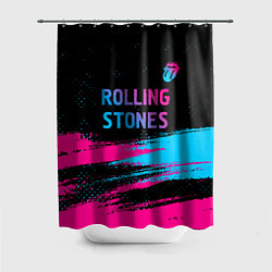 Шторка для душа Rolling Stones - neon gradient: символ сверху, цвет: 3D-принт