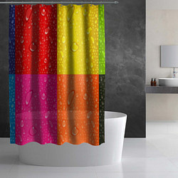 Шторка для душа Капли дождя на цветных подложках - паттерн, цвет: 3D-принт — фото 2