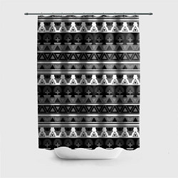 Шторка для душа Черно-белый скандинавский орнамент, цвет: 3D-принт