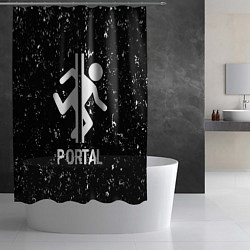 Шторка для душа Portal glitch на темном фоне, цвет: 3D-принт — фото 2
