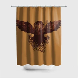 Шторка для душа Летящая сова и осенний лес, цвет: 3D-принт