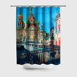 Шторка для душа Вечерний Санкт-Петербург, цвет: 3D-принт