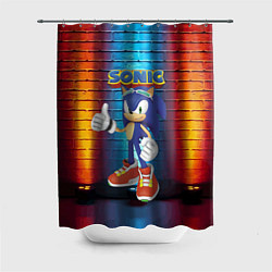 Шторка для душа Sonic - Hedgehog - Video game - жест, цвет: 3D-принт