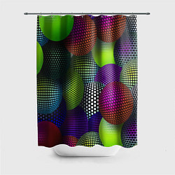 Шторка для душа Трехмерные разноцветные шары, цвет: 3D-принт