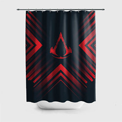 Шторка для душа Красный символ Assassins Creed на темном фоне со с, цвет: 3D-принт