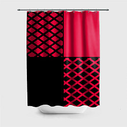 Шторка для душа Черно-красный геометрический узор, цвет: 3D-принт