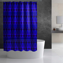 Шторка для душа Скандинавский орнамент Синий кобальт, цвет: 3D-принт — фото 2