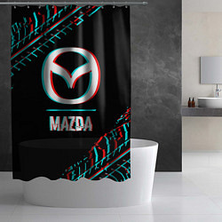 Шторка для душа Значок Mazda в стиле glitch на темном фоне, цвет: 3D-принт — фото 2