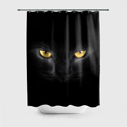 Шторка для душа Чёрная кошка с оранжевыми глазами, цвет: 3D-принт