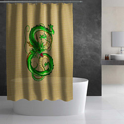 Шторка для душа Зелёный дракон в форме цифры 8, цвет: 3D-принт — фото 2
