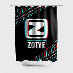 Шторка для душа Значок Zotye в стиле glitch на темном фоне, цвет: 3D-принт