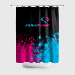Шторка для душа SsangYong - neon gradient: символ сверху, цвет: 3D-принт