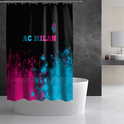 Шторка для душа AC Milan - neon gradient: символ сверху, цвет: 3D-принт — фото 2