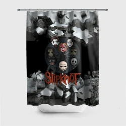 Шторка для душа Slipknot объемные плиты black, цвет: 3D-принт