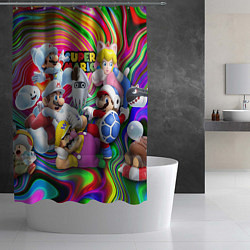 Шторка для душа Super Mario - Gaming aesthetics - Collage, цвет: 3D-принт — фото 2