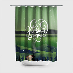 Шторка для душа Полярная ночь - с новым годом!, цвет: 3D-принт