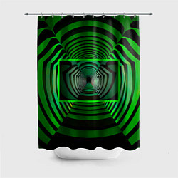 Шторка для душа Зелёный туннель - оптическая иллюзия, цвет: 3D-принт