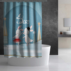 Шторка для душа 2023 - танец зайчиков, цвет: 3D-принт — фото 2