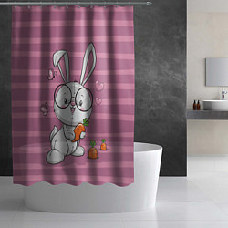 Шторка для душа Зайка в очках с морковкой, цвет: 3D-принт — фото 2