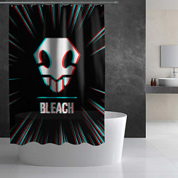 Шторка для душа Символ Bleach в стиле glitch на темном фоне, цвет: 3D-принт — фото 2