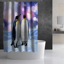 Шторка для душа Пингвины на снегу, цвет: 3D-принт — фото 2