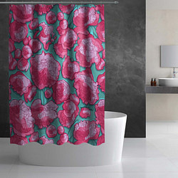 Шторка для душа Пышные цветы - пионы, цвет: 3D-принт — фото 2