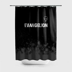 Шторка для душа Evangelion glitch на темном фоне: символ сверху, цвет: 3D-принт