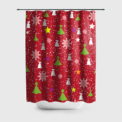 Шторка для душа Red new year, цвет: 3D-принт