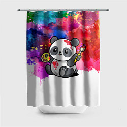 Шторка для душа Милый пандёныш - великий художник, цвет: 3D-принт