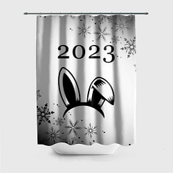Шторка для душа Кролик 2023 ободок на светлом, цвет: 3D-принт