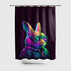 Шторка для душа Модный кролик в очках, цвет: 3D-принт