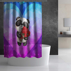 Шторка для душа Панда с букетом цветов, цвет: 3D-принт — фото 2
