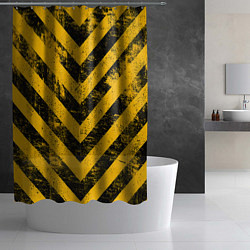 Шторка для душа WARNING - желто-черные полосы, цвет: 3D-принт — фото 2